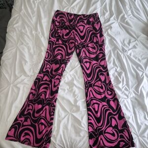 Stylish Pink and Black Kids Flared Pants